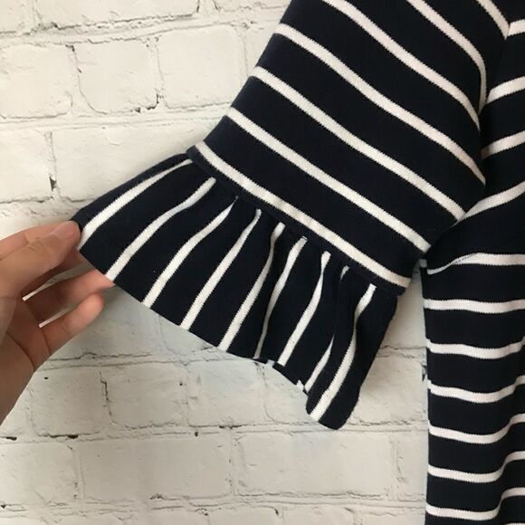 Talbots Blue Ruffled Stripped Short Sleep Dress Medium - Picture 4 of 5